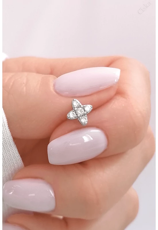 Cirkóniaköves Virág Ezüst Piercing