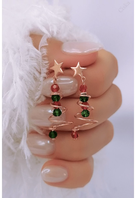 Rosegold Karácsonyfa Ezüst Fülbevaló
