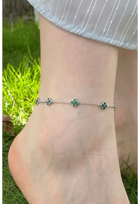 Zöld Cirkóniaköves Ezüst Bokalánc